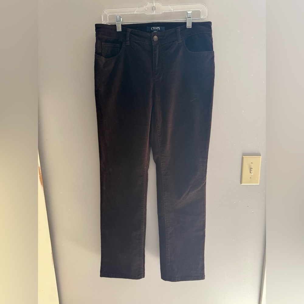 Chaps Brown Corduroy Pants Womens SZ 6P Straight Leg Pockets Casual Fall
